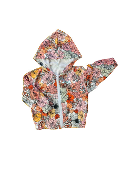 preorder GT0252 Colorful Flowers Long Sleeve Hoodie Girls Coat Kids Clothes