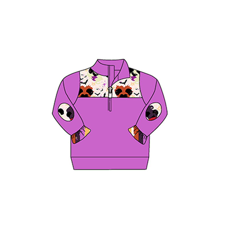 preorder GT0288 Halloween cartoon purple long sleeve kids top