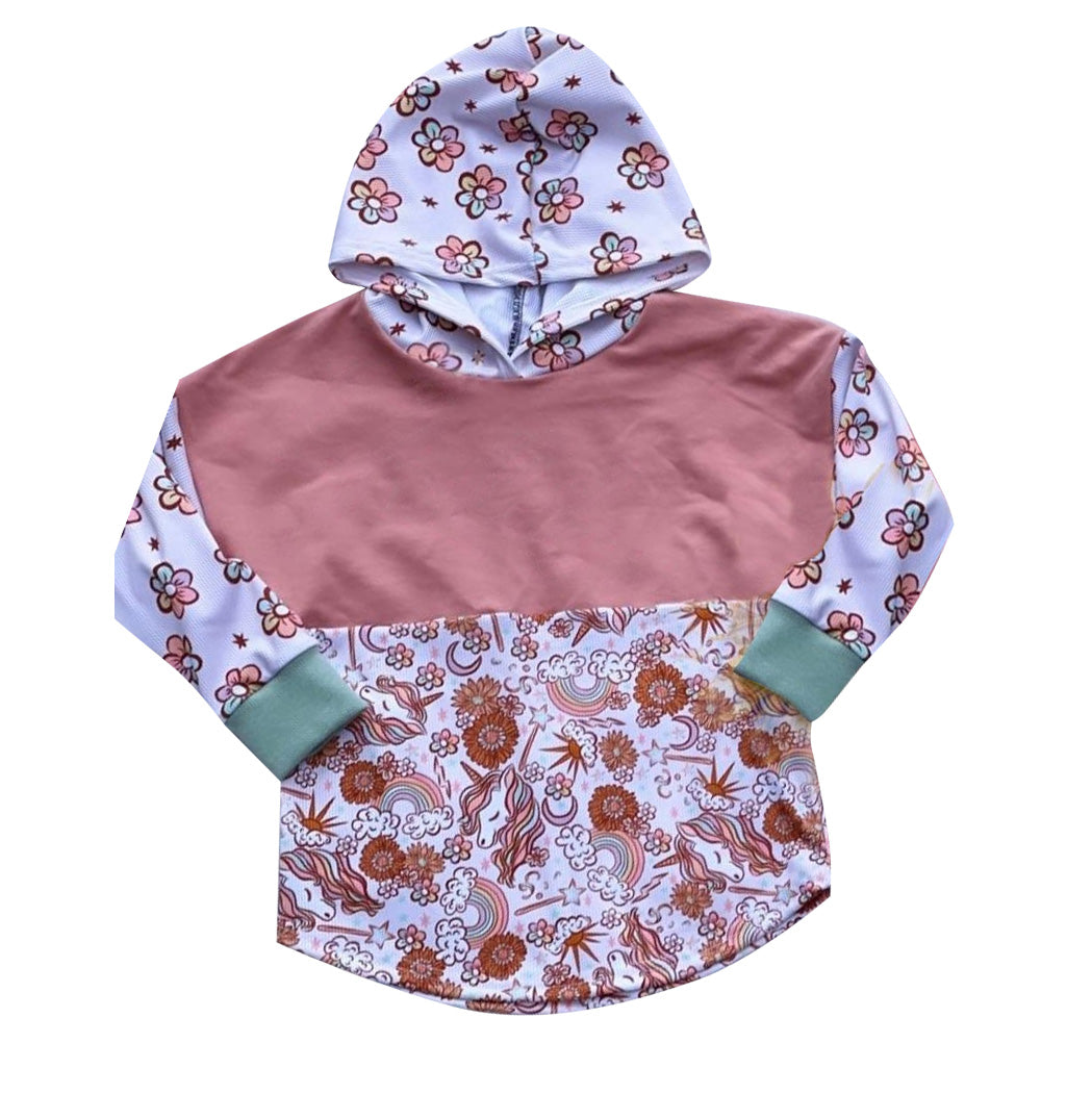 preorder GT0305 Rainbow unicorn pink long sleeve hoodie girls top