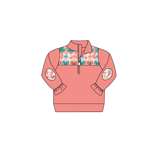preorder GT0317 Christmas cartoon King & soldier pink long sleeve girls top