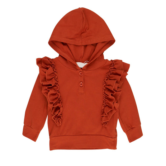 preorder GT0348 Red ruffle hoodie long sleeve girls pullover