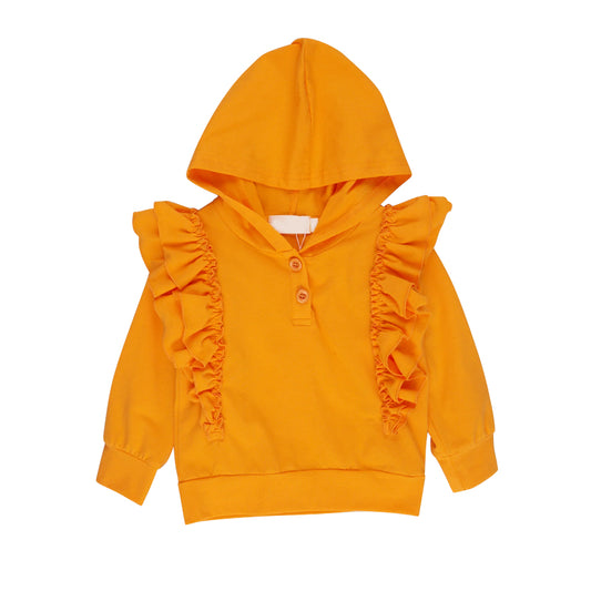 preorder GT0349 Yellow ruffle hoodie long sleeve girls pullover