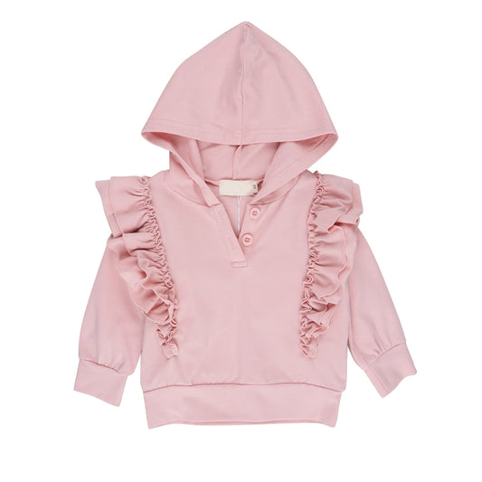 preorder GT0350 Pink ruffle hoodie long sleeve girls pullover