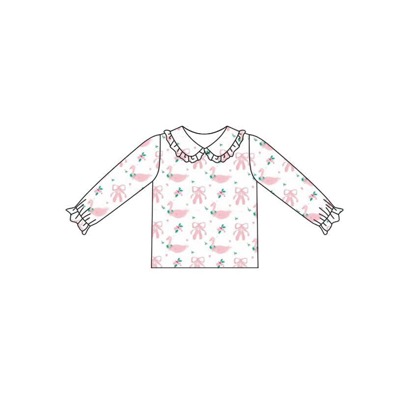 preorder GT0360 Dance swan pink long sleeve girls top