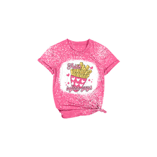 preorder GT0373 Valentine's Day chips pink short sleeve girls t-shirt