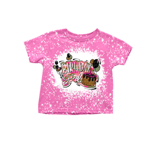 preorder GT0415 Birthday Cake Camo Hot Pink Short Sleeve Girls Top