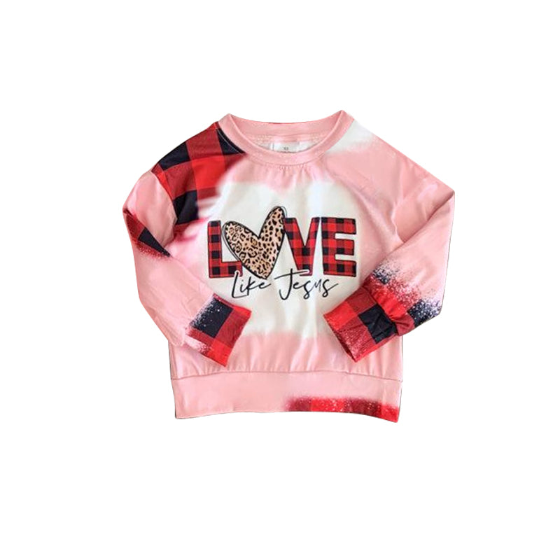 preorder GT0423 Valentine's Day Love Pink Long Sleeve Girls Pullover