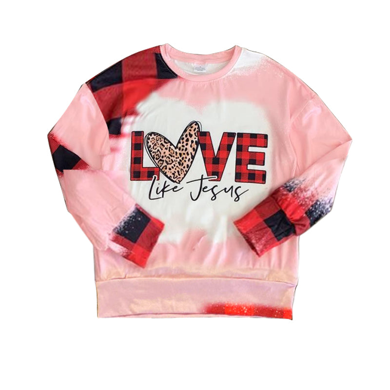 preorder GT0424 Valentine's Day Love Pink Long Sleeve Girls Pullover