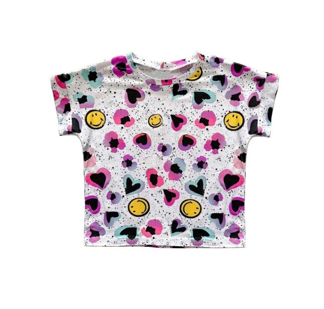 preorder GT0439 Colorful Heart Smile Short Sleeve Adult Top