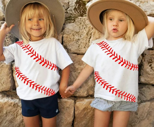 preorder GT0445 Baseball White Short Sleeve Girls Top