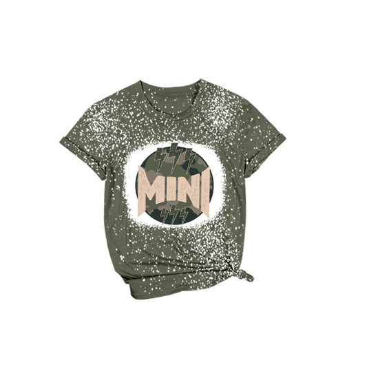 preorder GT0446 Mini Camo Lightning Dark Green Short Sleeve Girls Top