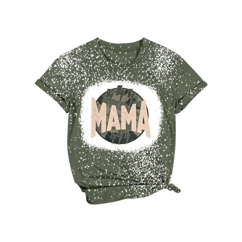 preorder GT0447 Mama Camo Lightning Dark Green Short Sleeve Girls Adult Top