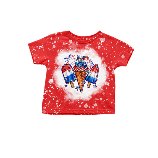 preorder GT0470 July 4th Ice Red Short Sleeve Girls Top