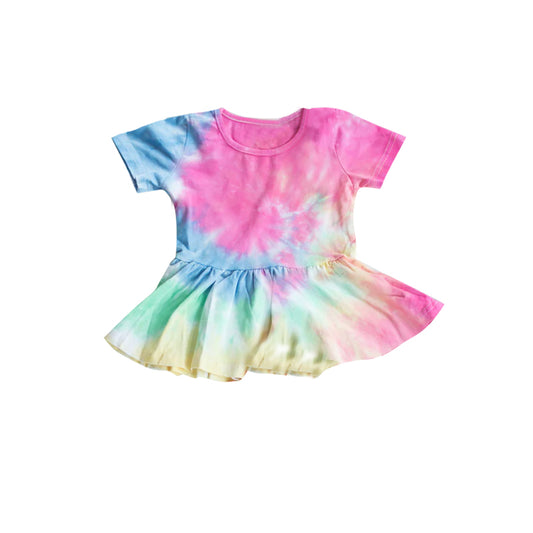preorder GT0480 Colorful ink pattern short sleeve girls top