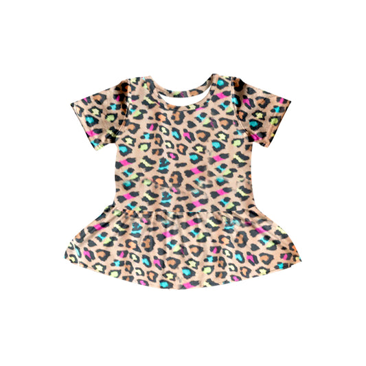 preorder GT0481 Colorful leopard short sleeve girls top