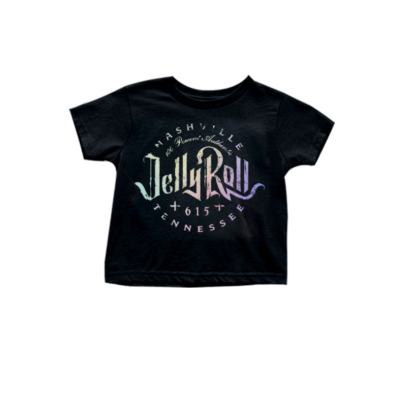 preorder GT0526 roll singer black short sleeve girls top