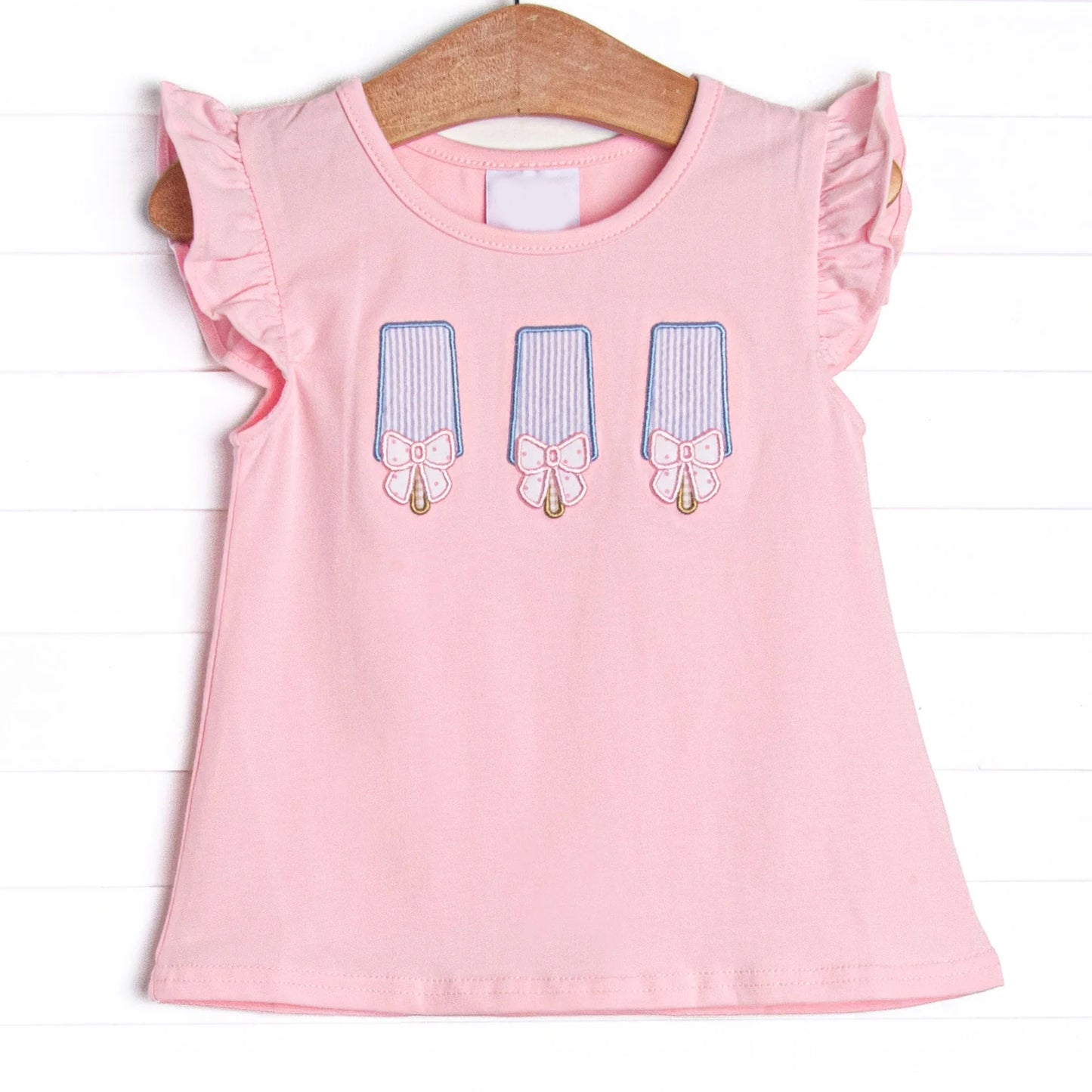 preorder GT0533 ice pink flutter sleeve girls top