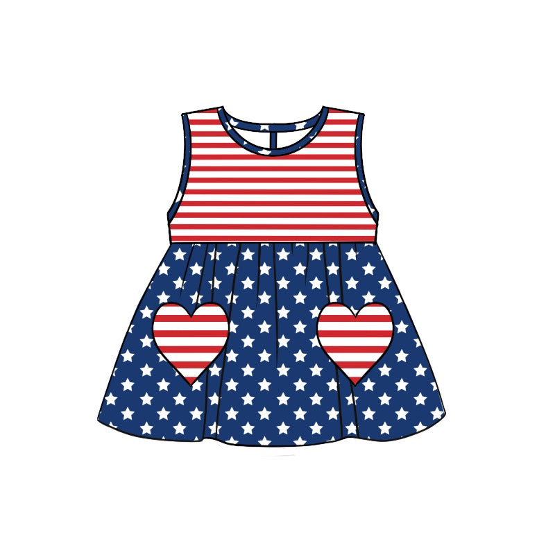 preorder GT0543 July 4th star red striped sleeveless girls top