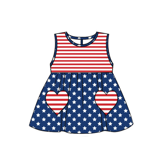 preorder GT0543 July 4th star red striped sleeveless girls top