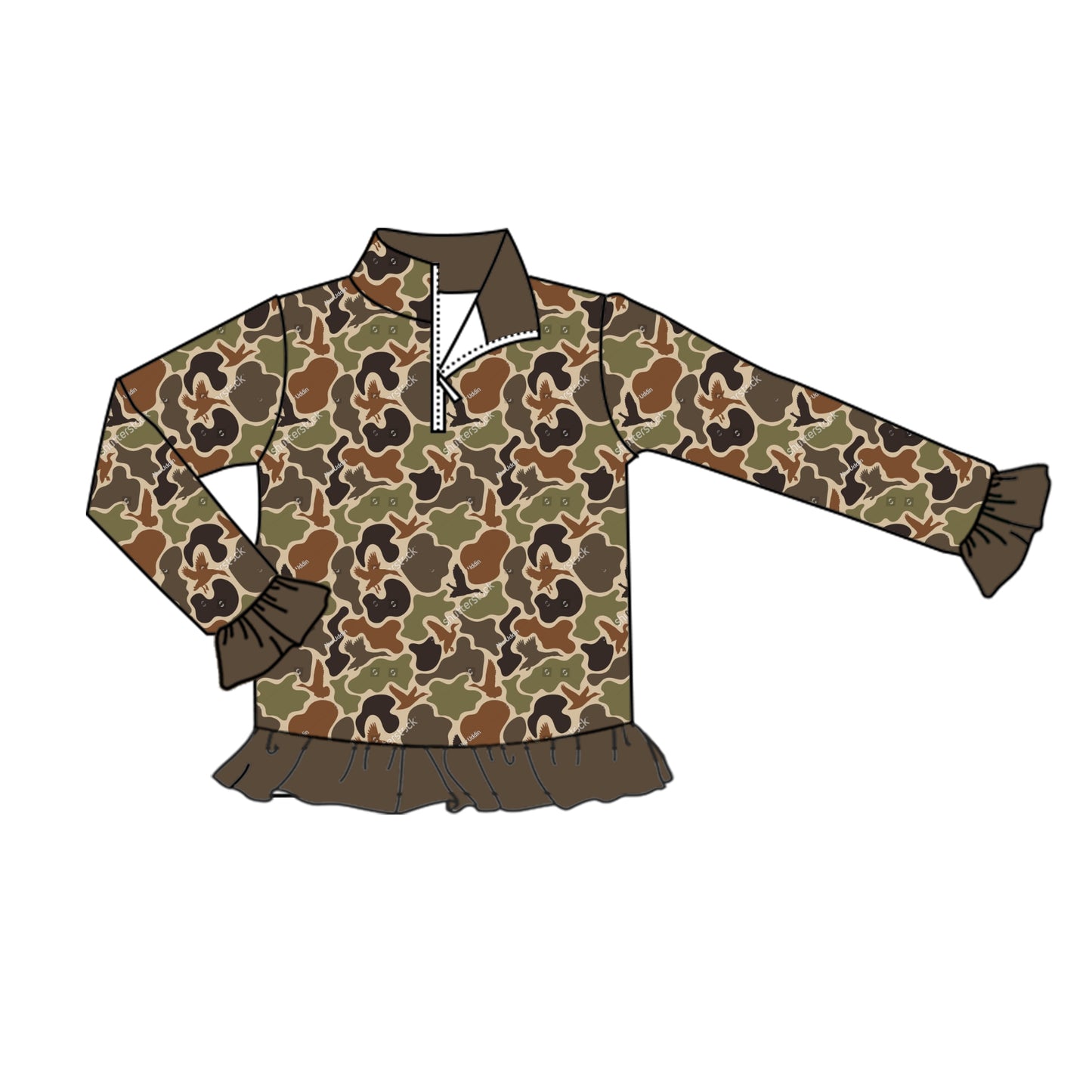 preorder GT0606 brown camo long sleeve zipper girls pullover