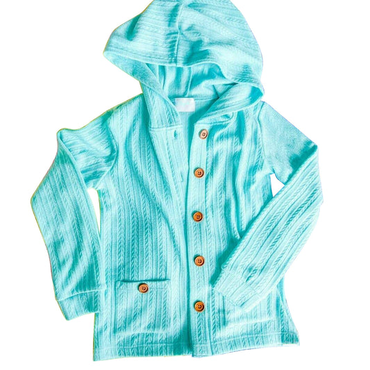 preorder GT0615 sky blue pockets long sleeve girls hoodie cardigan