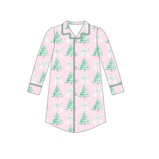 preorder GT0616 Christmas green tree pink long sleeve adult top