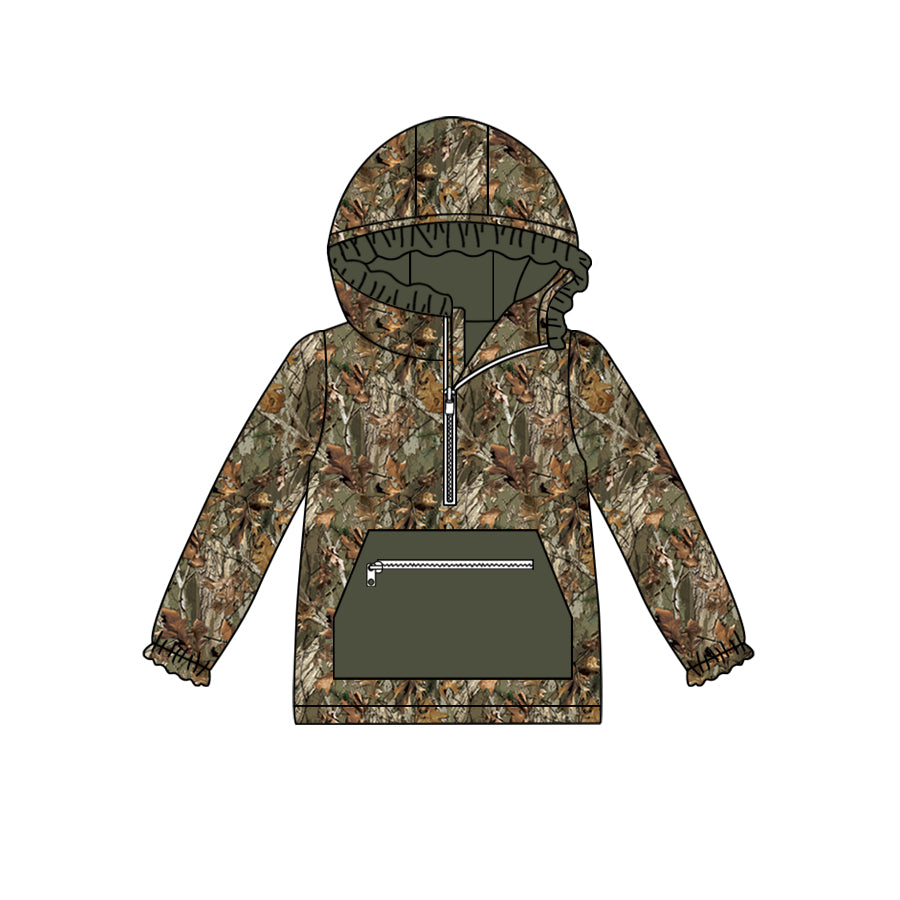 preorder GT0631 branch grey pocket long sleeve girls hoodie top