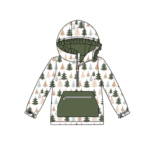 preorder GT0632 Christmas tree green pocket long sleeve girls hoodie top