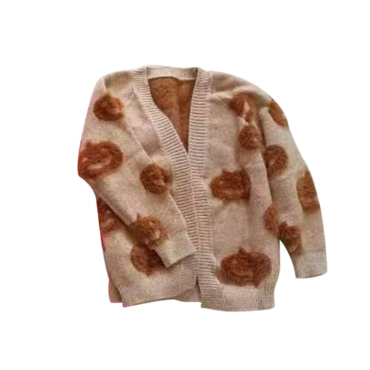 preorder GT0651 Halloween pumpkin khaki sweater long sleeve girls coat
