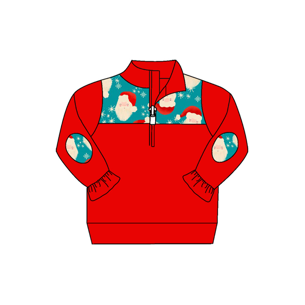 preorder GT0656 Christmas Santa blue red long sleeve girls pullover
