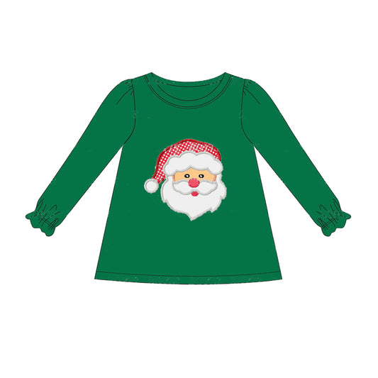 preorder GT0658 Christmas Santa green long sleeve girls pullover top
