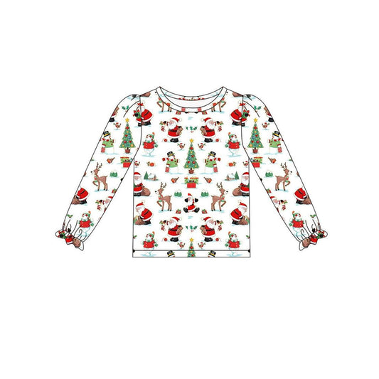 Preorder GT0664 Christmas Santa deer long sleeve girls top