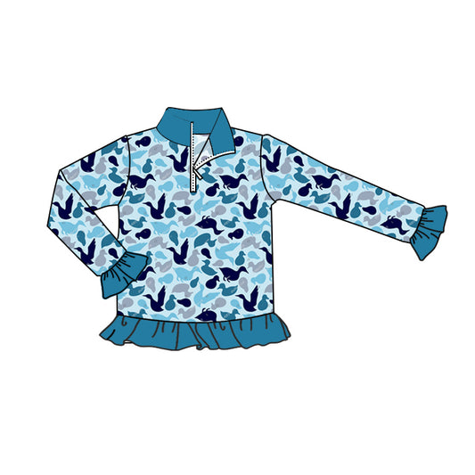 preorder GT0673 camo mallard blue long sleeve girls pullover