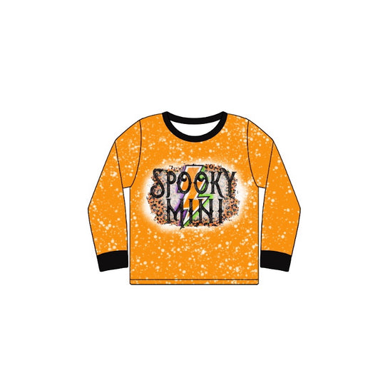 preorder GT0712 Halloween spooky mini orange long sleeve girls top