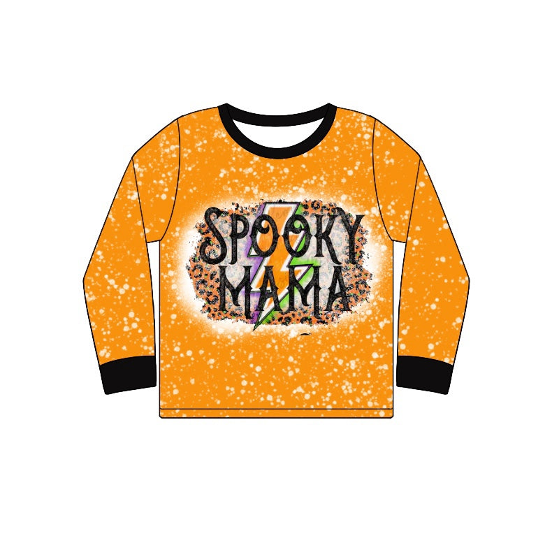 preorder GT0713 Halloween spooky mama orange long sleeve adult top women