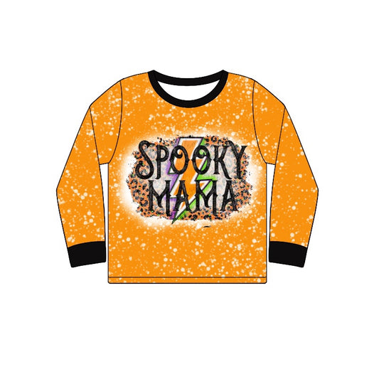 preorder GT0713 Halloween spooky mama orange long sleeve adult top women