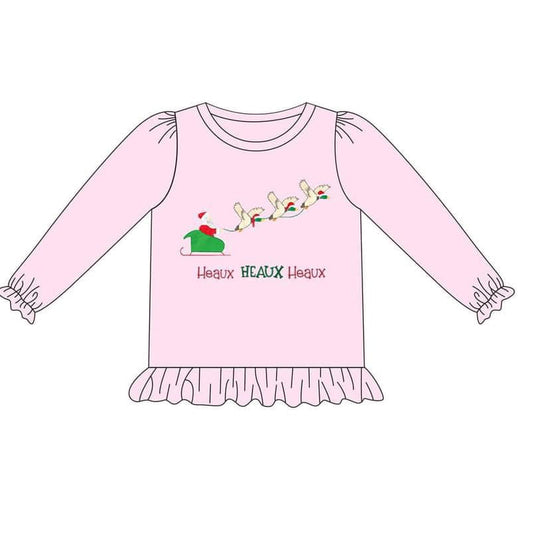 preorder GT0715 Christmas mallard duck pink long sleeve girls top