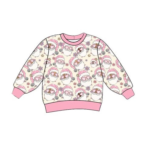 preorder GT0729 Christmas Santa pink long sleeve girls top