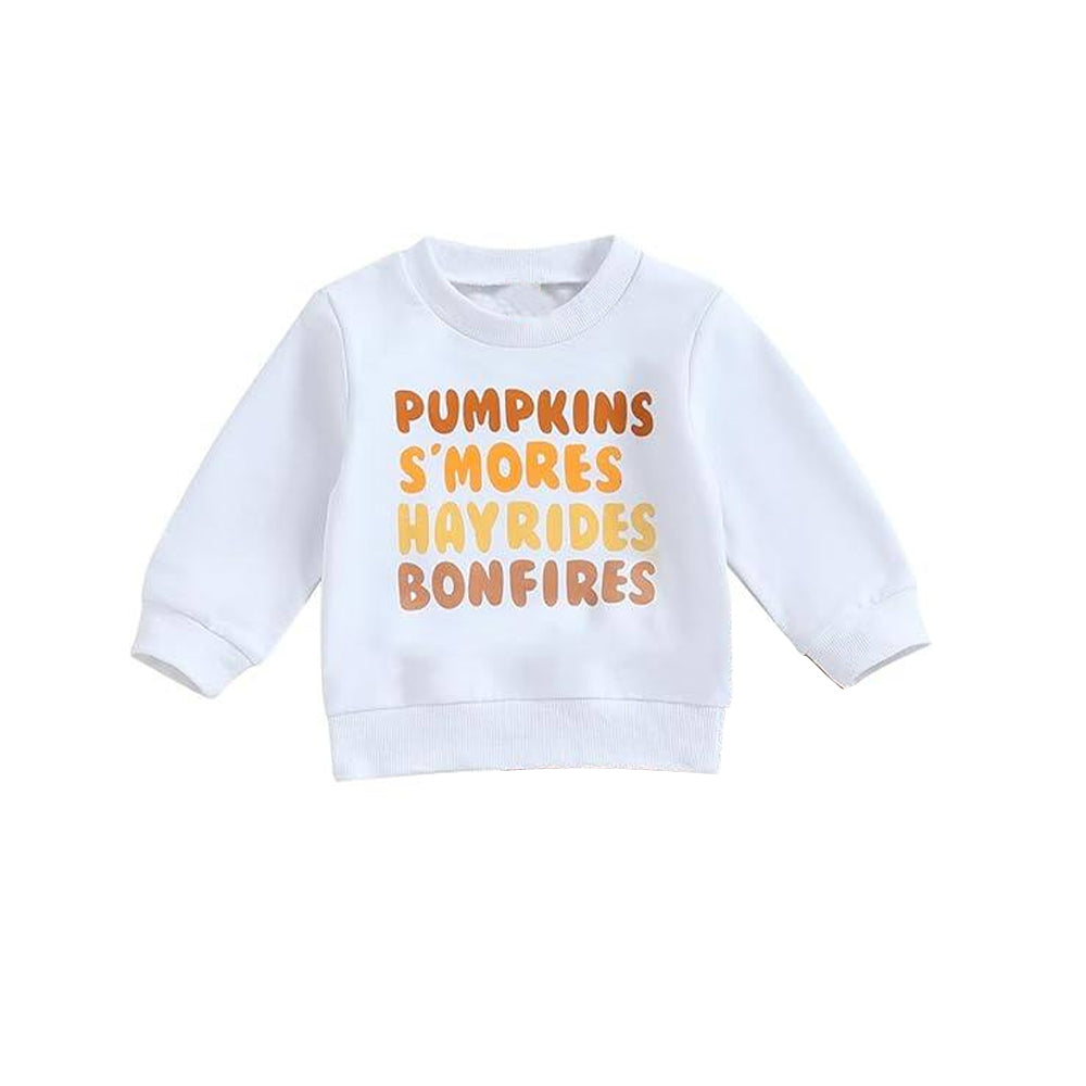 preorder GT0731 pumpkins white long sleeve girls top