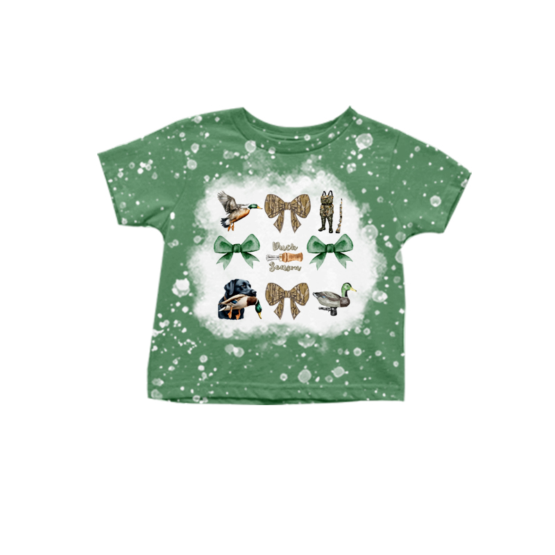 preorder GT0747 hunting mallard duck bows green short sleeve girls top