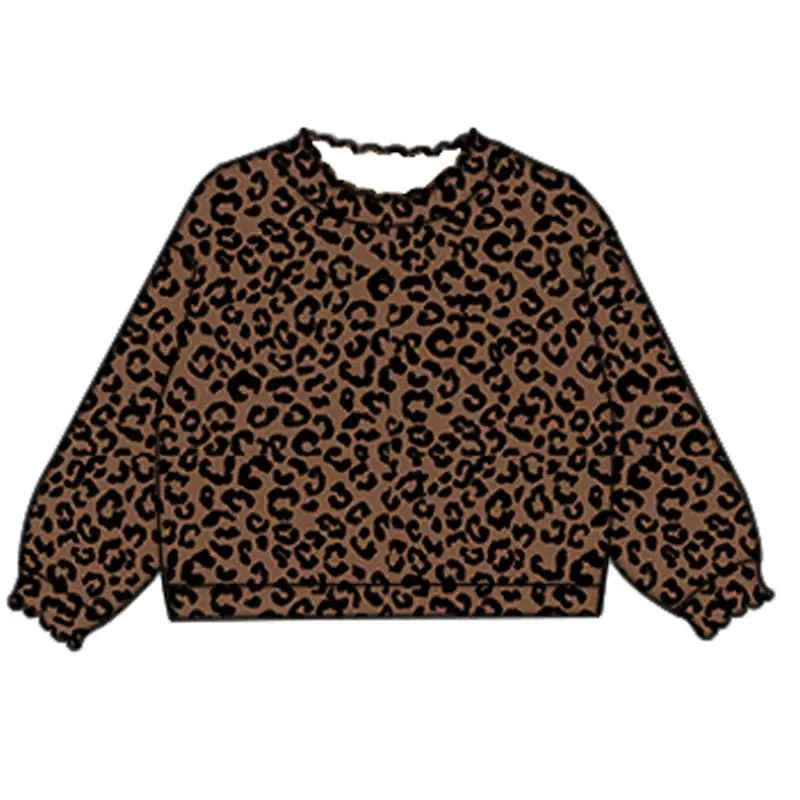 preorder GT0806 brown leopard long sleeve girls pullover