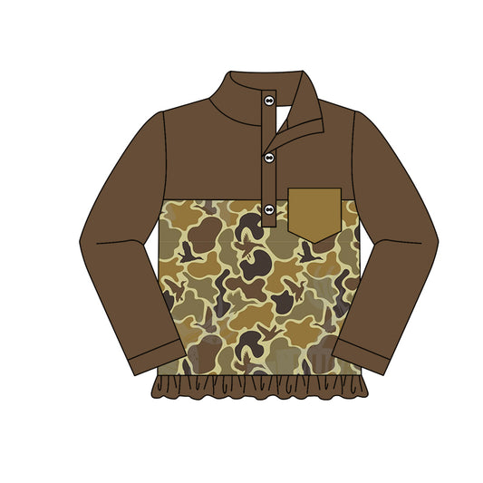 preorder GT0813 hunting mallard duck camo pocket long sleeve girls pullover