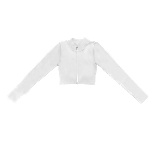 preorder GT0820 white zipper long sleeve girls coat active wear athletic