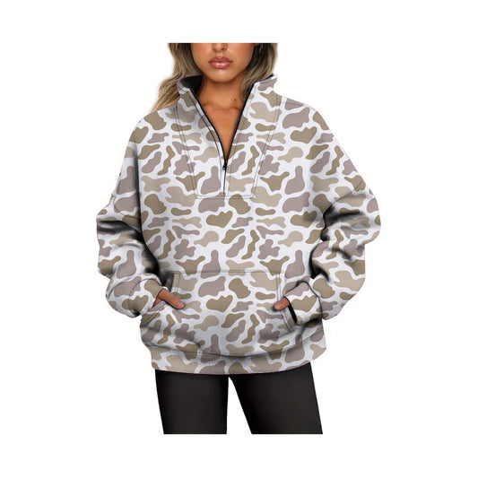 preorder GT0831 camo camo zipper pocket long sleeve adult women pullover