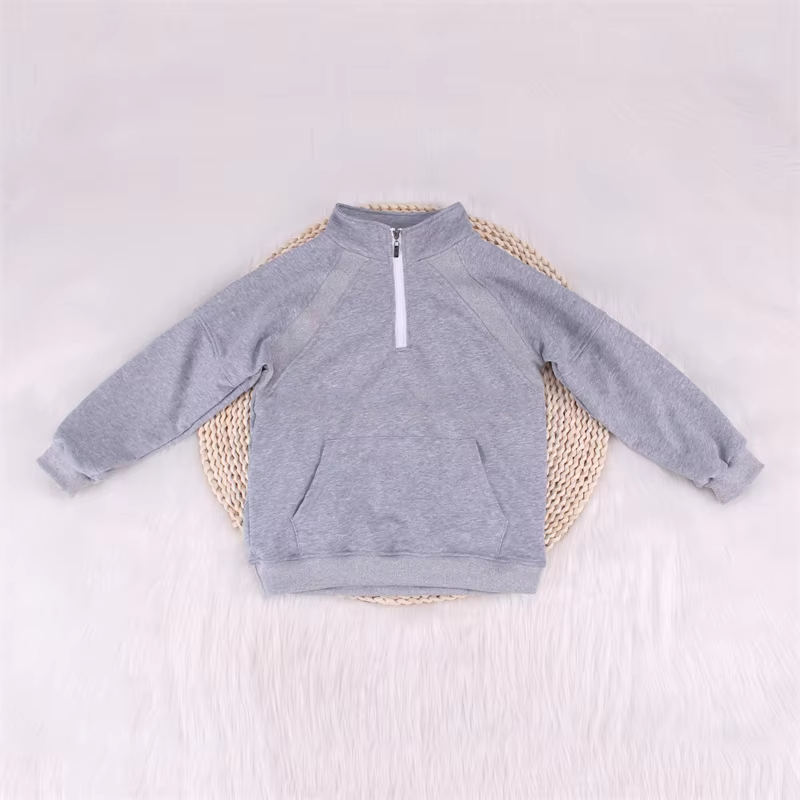 preorder GT0839 grey pocket zipper long sleeve girls yoga pullover active wear