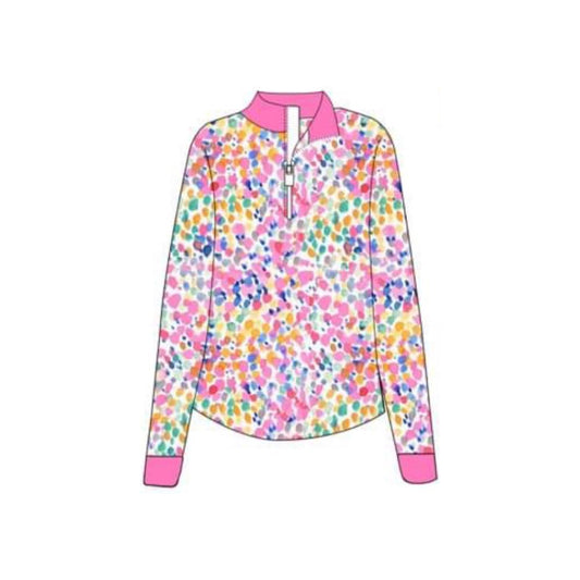 preorder GT0844 colorful flowers dot long sleeve hot pink adult women coat