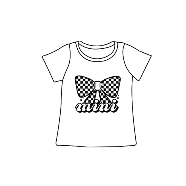 preorder GT0882 mini checkered bow short sleeve girls top