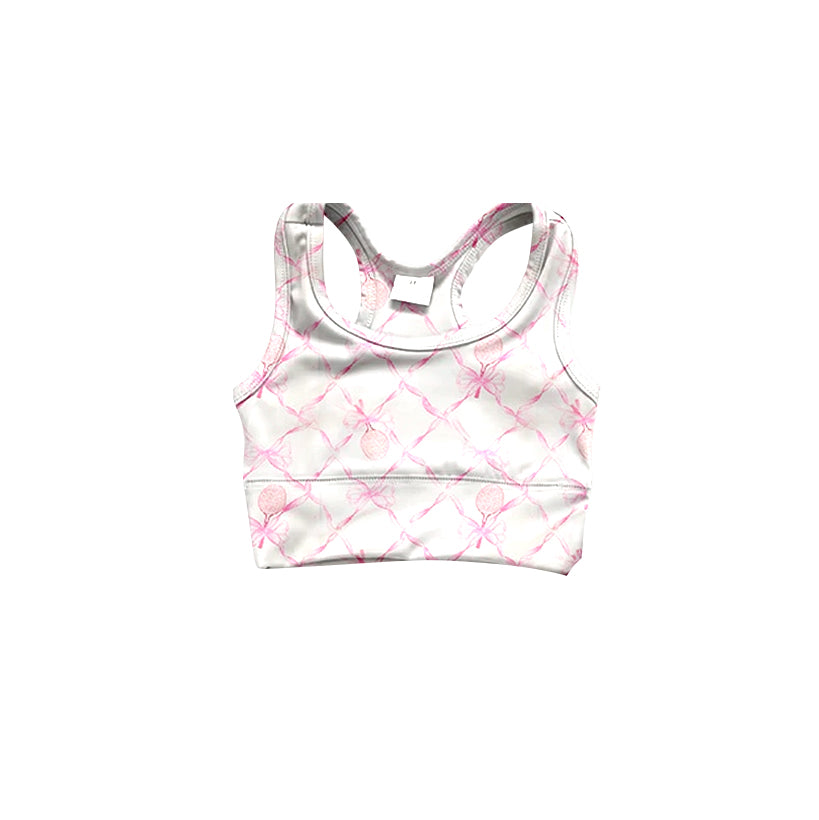 preorder GT0883 pink bows tennis racket sport wear girls top