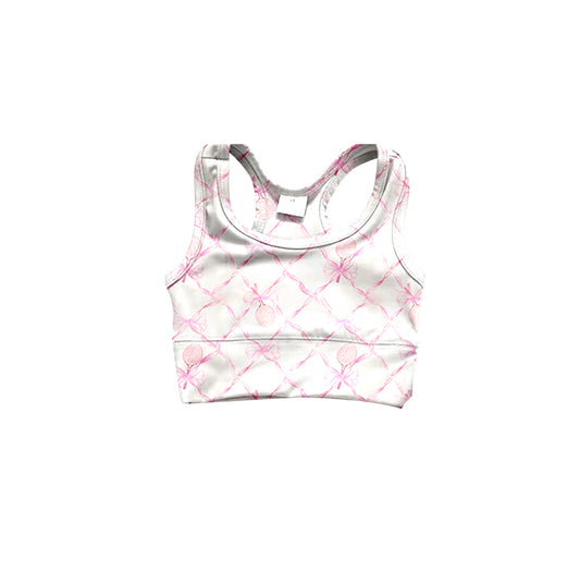 preorder GT0883 pink bows tennis racket sport wear girls top