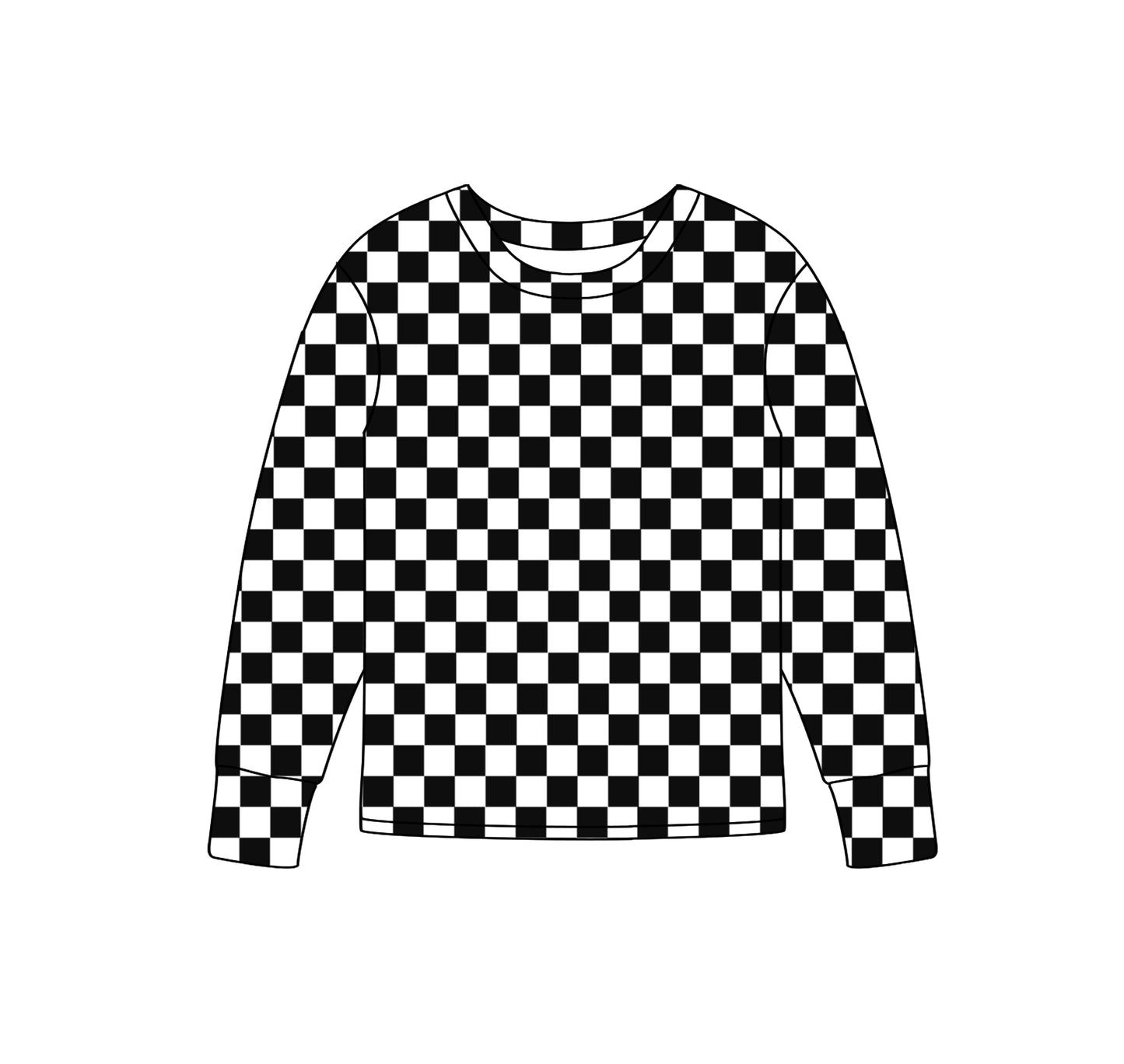preorder GT0909 Black Checkered Long Sleeve Adult Women Top